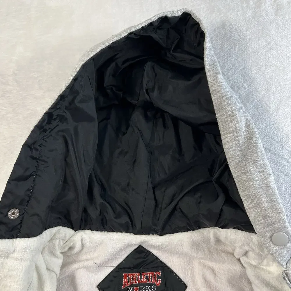 Vtg‎ 90s Athletic Boys L 14/16 Works Youth Jacket Layered Look Track Lined Black